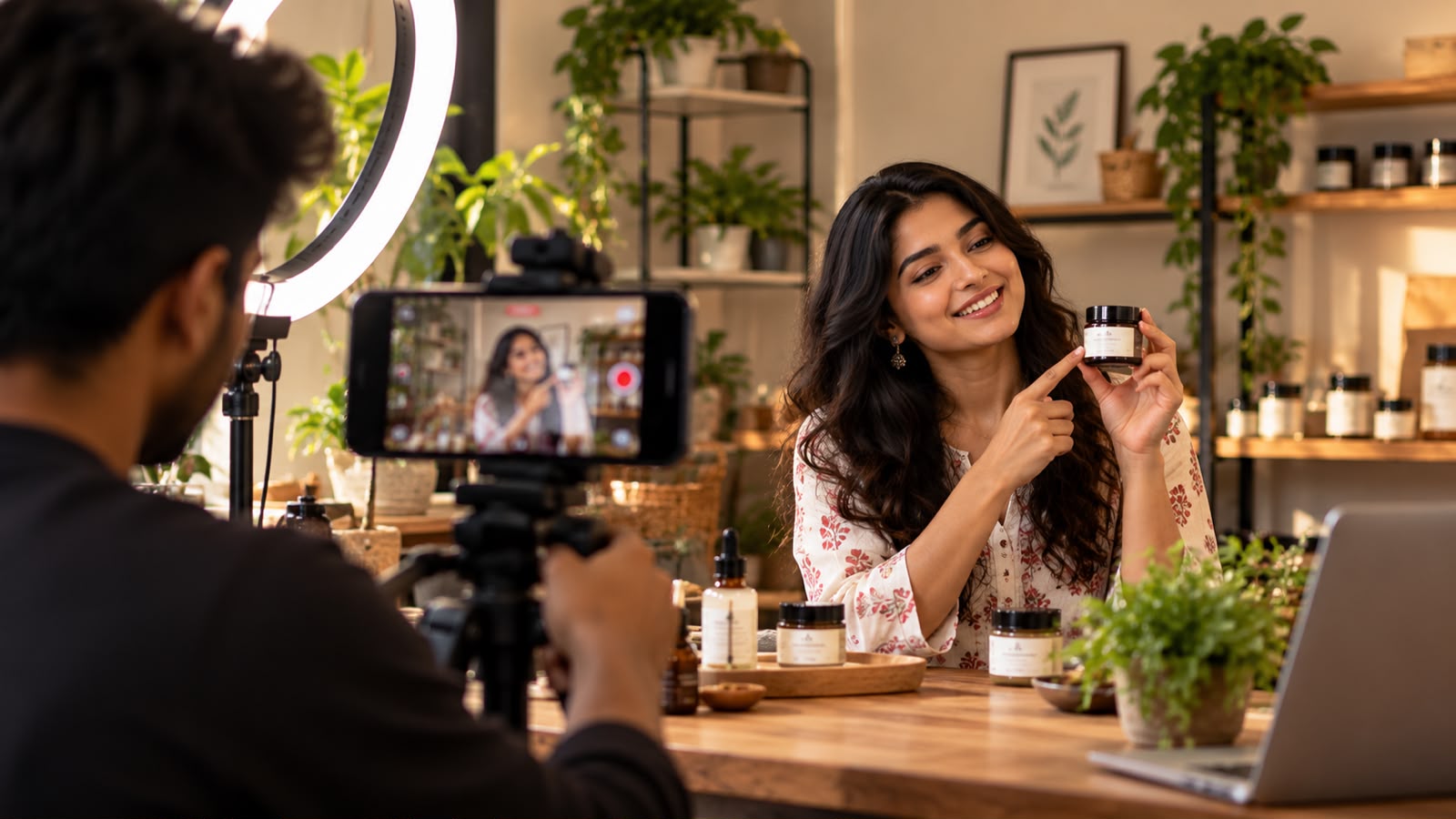 Ring-light product shoot for a skincare brand reel